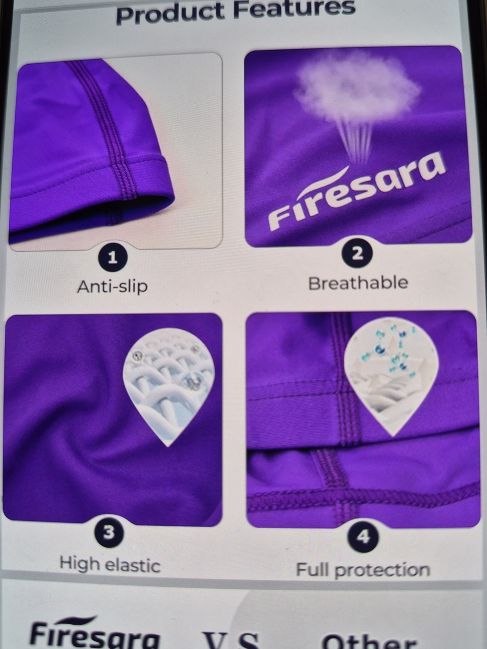 Firesara Kids Purple Fabric Swim Cap - Picture 2 of 2